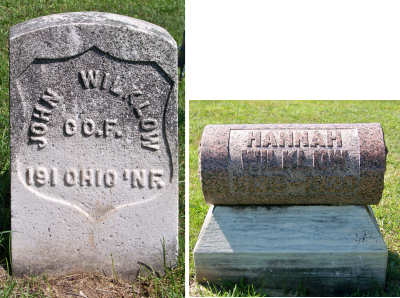 John & Hannah Wilklow's tombstones.